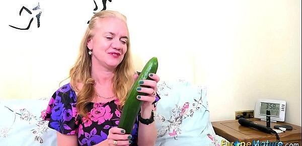  EuropeMaturE Horny Mature with Cucumber and Toys
